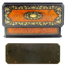 Load image into Gallery viewer, Antique French TAHAN Burl Wood Brass Inlaid Jewelry Box / Casket