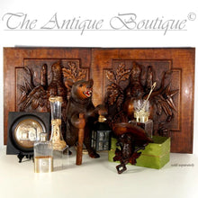 Load image into Gallery viewer, Pair Large Antique Black Forest Hand Carved Wood Panels Fruits of the Hunt Theme Trophy Wall Plaques - Still Life Carving of Birds & Fish, Stingray - Fishing & Hunting Decor