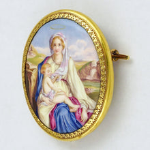 Load image into Gallery viewer, Antique French 18K Gold Enamel Miniature Portrait Brooch