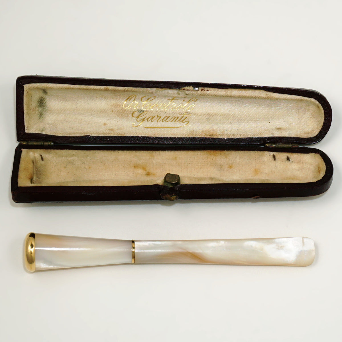vintage mother of pearl cigarette case Antique French 18k Gold Mounted Mother of Pearl Cigarette or Cheroot Holder  & Case, Etui
