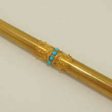 Load image into Gallery viewer, Antique French 18K gold dip pen turquoise stones victorian