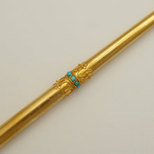 Load image into Gallery viewer, Antique Victorian French 18K Gold Dip Pen Writing Calligraphy Jeweled Turquoise Stones & Pearl