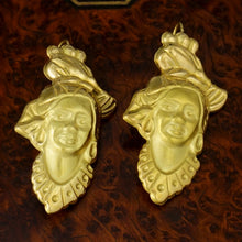 Load image into Gallery viewer, French 18K Yellow Gold Figural Dangle Earrings, Woman Portrait