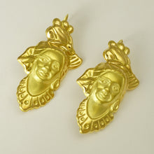 Load image into Gallery viewer, French 18K Yellow Gold Figural Dangle Earrings, Woman Portrait