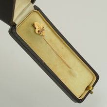 Load image into Gallery viewer, Antique French Victorian 18K Gold Diamond Fleur De Lis / Lys Stickpin Pin Brooch
