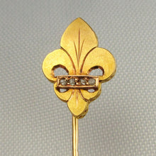 Load image into Gallery viewer, Antique French Victorian 18K Gold Diamond Fleur De Lis / Lys Stickpin Pin Brooch