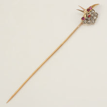 Load image into Gallery viewer, Antique Victorian French 18K Gold Diamond Ruby Parrot Bird Head Stick Pin Brooch