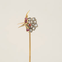 Load image into Gallery viewer, Antique Victorian French 18K Gold Diamond Ruby Parrot Bird Head Stick Pin Brooch