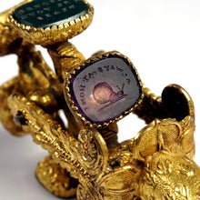 Load image into Gallery viewer, Antique Victorian Gilt Ormolu Wax Seal Rotating Wheel Letter Stamps