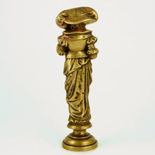 Load image into Gallery viewer, Antique Bronze Figural Wax Seal Desk Stamp, Victorian Lady with a Cat