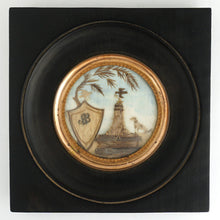 Load image into Gallery viewer, Antique French Mourning Hair Art Memento, Dog, Tomb, Miniature Portrait