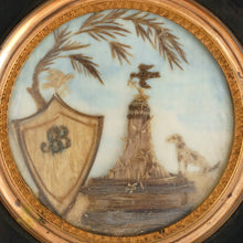 Load image into Gallery viewer, Antique French Mourning Hair Art Memento, Dog, Tomb, Miniature Portrait