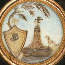 Load image into Gallery viewer, Antique French Mourning Hair Art Memento, Dog, Tomb, Miniature Portrait