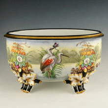 Load image into Gallery viewer, Large Antique French Porcelain Jardiniere, Hand Painted Scene, Birds, Herons / Egrets, Flowers