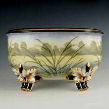 Load image into Gallery viewer, Large Antique French Porcelain Jardiniere, Hand Painted Scene, Birds, Herons / Egrets, Flowers