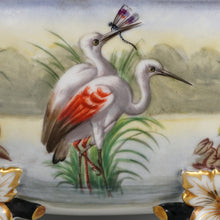 Load image into Gallery viewer, Large Antique French Porcelain Jardiniere, Hand Painted Scene, Birds, Herons / Egrets, Flowers