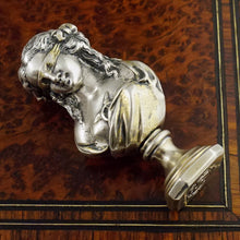 Load image into Gallery viewer, Antique French Silvered Bronze Wax Seal Desk Stamp Double Sided