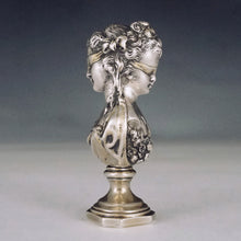 Load image into Gallery viewer, Antique French Silvered Bronze Wax Seal Desk Stamp Double Sided