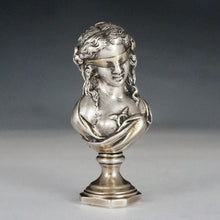 Load image into Gallery viewer, Antique French Silvered Bronze Wax Seal Desk Stamp Double Sided
