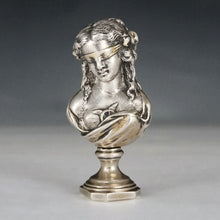 Load image into Gallery viewer, Antique French Silvered Bronze Wax Seal Desk Stamp Double Sided