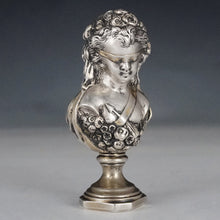 Load image into Gallery viewer, Antique French Silvered Bronze Wax Seal Desk Stamp Double Sided