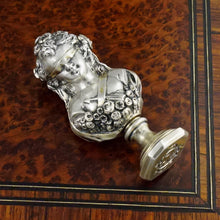 Load image into Gallery viewer, Antique French Silvered Bronze Wax Seal Desk Stamp Double Sided