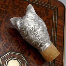Load image into Gallery viewer, Antique French .800 Silver Dress Cane or Parasol Handle, Cat Kitten Head, Glass Eyes