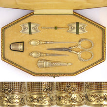 Load image into Gallery viewer, Antique French .800 Silver Gilt Vermeil Sewing Embroidery Set