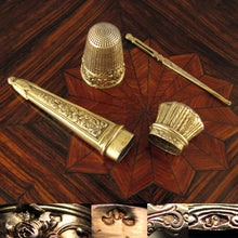 Load image into Gallery viewer, Antique French .800 Silver Gilt Vermeil Sewing Embroidery Set