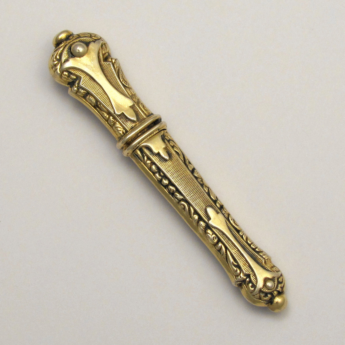 Antique French .800 Silver Sewing Needle Case, Etui, Gilt Vermeil