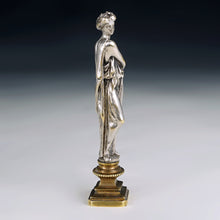 Load image into Gallery viewer, Antique French Silvered Bronze Wax Seal Desk Stamp Classical Lady