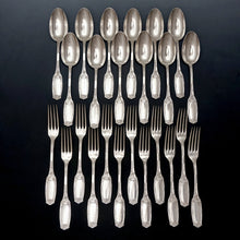 Load image into Gallery viewer, Antique Art Nouveau French Sterling Silver Flatware 24pc Set, Forks &amp; Spoons
