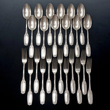 Load image into Gallery viewer, Antique French Sterling Silver Flatware Set 24pcs Forks & Spoons Art Nouveau