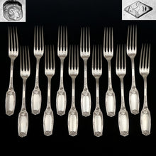 Load image into Gallery viewer, Antique Art Nouveau French Sterling Silver Flatware 24pc Set, Forks &amp; Spoons

