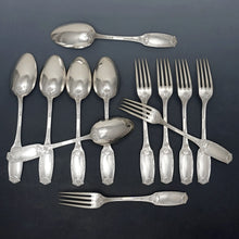 Load image into Gallery viewer, Antique French Sterling Silver Flatware Set 24pcs Forks & Spoons Art Nouveau