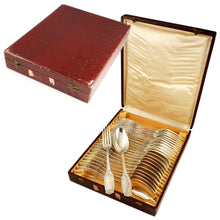 Load image into Gallery viewer, Antique French Sterling Silver Flatware Set 24pcs Forks & Spoons Art Nouveau