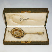 Load image into Gallery viewer, Antique French Sterling Silver Puiforcat Gold Vermeil Tea Strainer, Empire Swans
