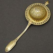 Load image into Gallery viewer, Antique French Sterling Silver Puiforcat Gold Vermeil Tea Strainer, Empire Swans