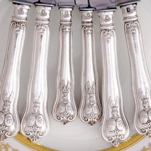Load image into Gallery viewer, Antique French Sterling Silver Knives, Armorial Heraldry Coat of Arms, Dinner & Luncheon / Dessert Knife Set
