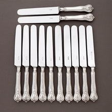 Load image into Gallery viewer, Antique French Sterling Silver Knives, Armorial Heraldry Coat of Arms, Dinner & Luncheon / Dessert Knife Set