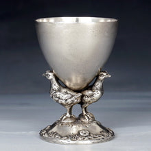 Load image into Gallery viewer, Antique French .800 Silver Egg Cup, Figural Hen Chickens