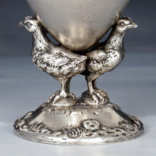 Load image into Gallery viewer, Antique French .800 Silver Egg Cup, Figural Hen Chickens