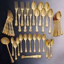 Load image into Gallery viewer, Antique French Sterling Silver Gold Vermeil 38pc Flatware Service, Crowned Armorial Coat of Arms