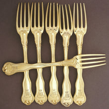 Load image into Gallery viewer, Antique French Sterling Silver Gold Vermeil 38pc Flatware Service, Crowned Armorial Coat of Arms