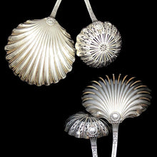 Load image into Gallery viewer, French sterling silver dessert spoons, strawberries and sugar antique flatware
