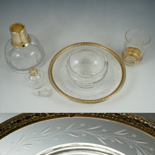 Load image into Gallery viewer, Antique French Sterling Silver Gold Vermeil Cut Crystal Tumble Up Set