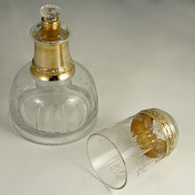 Load image into Gallery viewer, Antique French Sterling Silver Gold Vermeil Cut Crystal Tumble Up Set