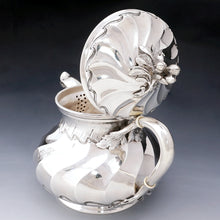 Load image into Gallery viewer, Antique French Sterling Silver Teapot / Coffee Pot, Spiral Fluted, Pierre Quielle