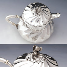 Load image into Gallery viewer, Antique French Sterling Silver Teapot / Coffee Pot, Spiral Fluted, Pierre Quielle