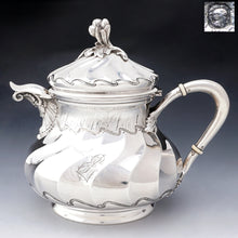 Load image into Gallery viewer, Antique French Sterling Silver Teapot / Coffee Pot, Spiral Fluted, Pierre Quielle